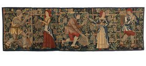 Frammento di arazzo raffigurante Vendemmiatori, possibilmente da Tournai, c.1460-70 da Belgian School