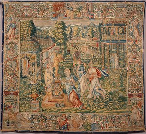 I doni di Pomona, ninfa dei frutti. Arazzo delle manifatture di Bruxelles. XVI secolo, Genova, Musei di Strada Nuova