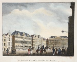 Vista della Grand Place e della casa del Re a Bruxelles da Belgian School