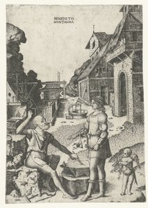 Apollo con Cupido presso Vulcano da Benedetto Montagna