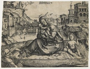 La Sacra Famiglia con il Bambino San Giovanni in un Paesaggio, c. 1506-1512 da Benedetto Montagna