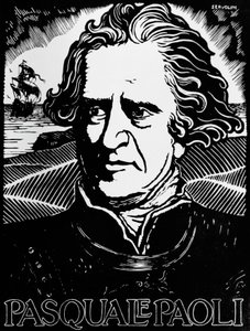 Ritratto di Pasquale Paoli, statista, generale e patriota corso (xilografia)
