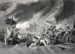 Battaglia di La Hogue, inciso da W. French da Benjamin (after) West