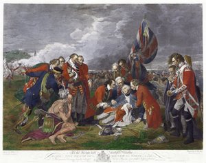 Morte del generale Wolfe" dopo il dipinto di Benjamin West. James Wolfe (1727-1759) comandante dell