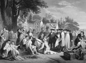 Il trattato di William Penn con gli indiani, inciso da W. French da Benjamin (after) West