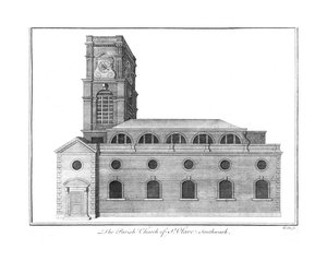 La chiesa parrocchiale di St. Olave, Southwark, c1756 da Benjamin Cole