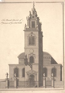 La chiesa parrocchiale di San Giacomo Garlickhythe, c.1750 da Benjamin Cole