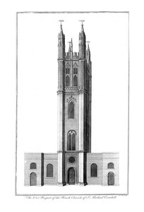 La prospettiva occidentale della chiesa parrocchiale di San Michele Cornhill da Benjamin Cole