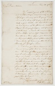 Lettera autografa a Mrs. Ann Penn, Londra, 20 novembre 1766 da Benjamin Franklin