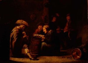 Interno di una taverna con due cantanti e un suonatore di cornamusa da Benjamin Gerritsz. Cuyp