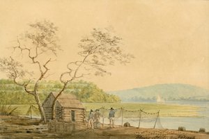 Vista dal molo del pacchetto a Frenchtown guardando giù Elk Creek da Benjamin Henry Latrobe
