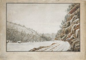Vista sulla nuova strada a pedaggio, al margine del Juniata, con una vista lontana..., 1820