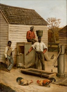Combattimento di galli nel cortile, 1860 da Benjamin J. Severance