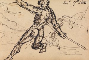 Studi di figura di un nudo maschile con lancia da Benjamin Robert Haydon