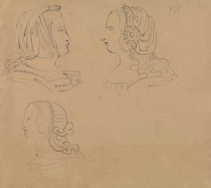 Studi di Ritratto di Donne con Vari Copricapi