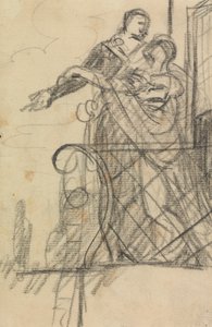 Studio di due figure su un balcone da Benjamin Robert Haydon