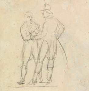 Studio di due uomini in piedi, in conversazione