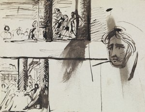 Studio di un gruppo di figure e studio della testa di un uomo da Benjamin Robert Haydon