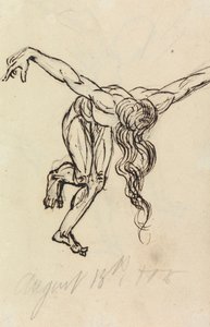 Studio di un nudo, inclinato in avanti, con le braccia estese da Benjamin Robert Haydon
