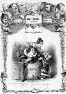 Le nozze di Figaro, Atto 11, con i personaggi di Susanna e la contessa Almaviva: “_ ma guarda questa mocciosa quanto è carina come ragazza... non sarai carina così?" illustrazione, 1838.