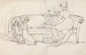 La signora West e la figlia che giocano a prendere da Benjamin West