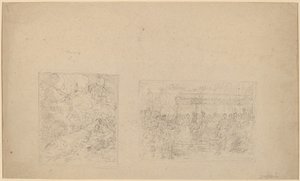Studio di Mosè che colpisce la roccia e una processione (verso) da Benjamin West