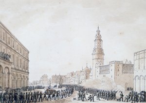Funerale di un ufficiale francese a Weimar, ottobre 1806 (disegno) da Benjamin Zix