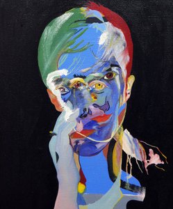 50 grandi scrittori della storia: Christine Angot, 2015 (olio e acrilico su tela)