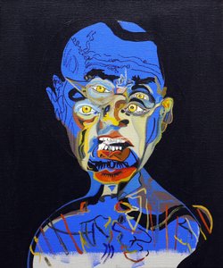 50 grandi scrittori della storia: James Ellroy, 2015 (olio e acrilico su tela) da Benoit Erwann Boucherot