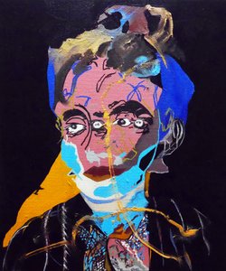 50 grandi scrittori della storia: Marguerite Duras, 2015 (olio e acrilico su tela) da Benoit Erwann Boucherot