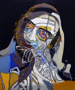 50 Grandi scrittori della storia: Michel Foucault, 2015 (olio e acrilico su tela)