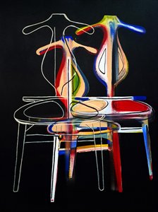 Chaise valet secondo Hans J. Wegner, 2021 (olio e acrilico su tela mista)