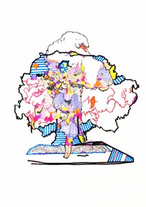 Doppio saggio atomico, 2019 (inchiostro su carta) da Benoit Erwann Boucherot