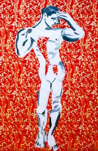 Masculin 1, 2020 (acrilico su carta giapponese serigrafata)