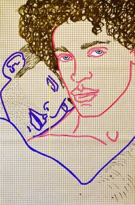 Masculin 8, 2020 (acrilico su carta giapponese serigrafata) da Benoit Erwann Boucherot