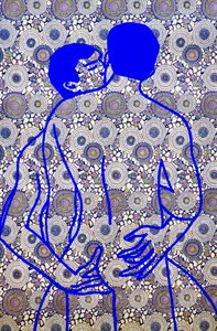 Masculin japonais 11, 2020 (acrilico su carta giapponese serigrafata) da Benoit Erwann Boucherot