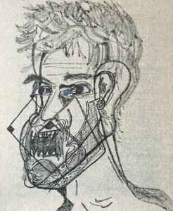 Surautoportrait main levée, 2017 (olio su tela) da Benoit Erwann Boucherot