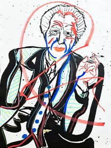 Surportrait : Frank Lloyd Wright, 2022 (acrilico su carta) da Benoit Erwann Boucherot