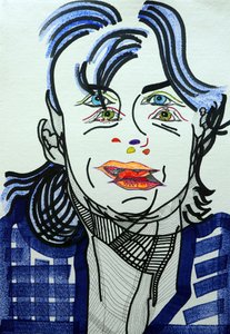 Surportrait : Fred Vargas, 2019 (acrilico su carta)