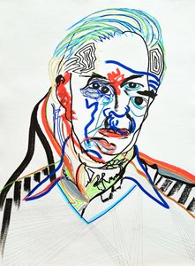 Surportrait : Hans J. Wegner, 2022 (acrilico su carta)