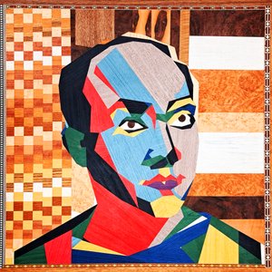 Surportrait : Isamu Noguchi 2, 2022 (impiallacciature di legno su MDF) da Benoit Erwann Boucherot