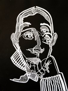 Surportrait : Joyce Carol Oates, 2021 (acrilico su carta) da Benoit Erwann Boucherot