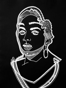 Surportrait : Leila Slimani, 2021 (acrilico su carta)