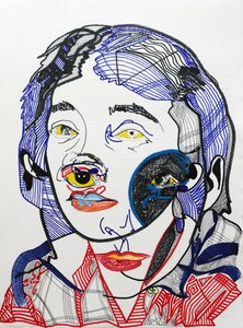 Surportrait : Marguerite Duras 2, 2021 (acrilico su carta) da Benoit Erwann Boucherot