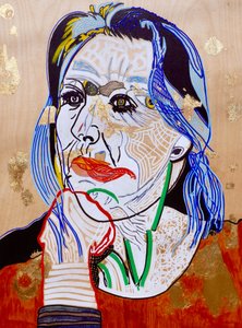 Surportrait : Marie Darrieussecq, 2021 (olio e acrilico su pannello di legno)