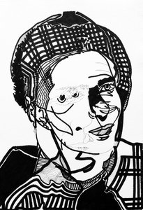 Surportrait: Simone de Beauvoir, 2019 (acrilico su carta) da Benoit Erwann Boucherot