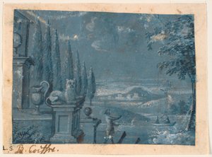 Paesaggio con casa e terrazza
