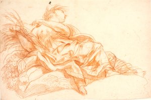 Figura femminile sdraiata (Cerere?). Studio per affresco o sovrapporta