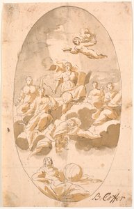 Studio per affresco con nove figure, ovale