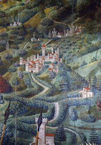 Castelli, dettaglio del paesaggio da Processione dei Magi da Benozzo di Lese di Sandro Gozzoli